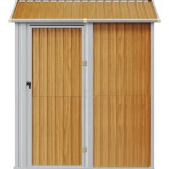 Haveskur i galvaniseret stål - Multifunktionelt opbevaringsrum | Farve: Lysebrun | Størrelse: 192x152,5x237 cm