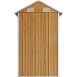 Haveskur i galvaniseret stål - Multifunktionelt opbevaringsrum | Farve: Lysebrun | Størrelse: 192x152,5x237 cm