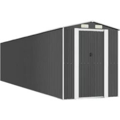 Haveskur i galvaniseret stål - Rummelig udendørs opbevaringsløsning | Størrelse: 192x85x223 cm | Farve: Antracitgrå