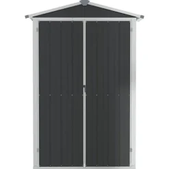 Haveskur i galvaniseret stål - Opbevaringsskur | Farve: Antracitgrå | Størrelse: 116x45x175 cm