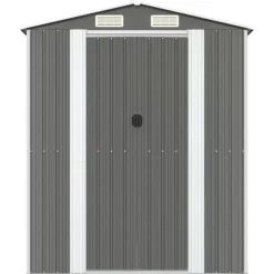 Haveskur i galvaniseret stål - Rummelig opbevaringsløsning | Farve: Lysegrå | Størrelse: 192x357x223 cm