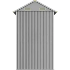 Haveskur i galvaniseret stål - Multifunktionelt opbevaringsskur | Størrelse: 192x152,5x237 cm | Farve: Lysegrå
