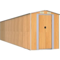 Haveskur i galvaniseret stål til opbevaring | Størrelse: 192x85.5x223 cm | Farve: Lysebrun