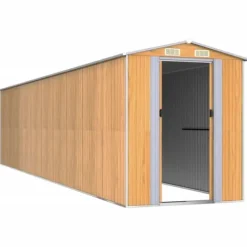 Haveskur i galvaniseret stål til opbevaring | Størrelse: 192x85.5x223 cm | Farve: Lysebrun
