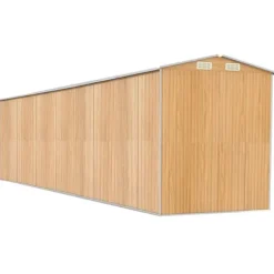 Haveskur i galvaniseret stål til opbevaring | Størrelse: 192x85.5x223 cm | Farve: Lysebrun