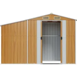 Haveskur i galvaniseret stål - Opbevaring til haven | Størrelse: 277x93x179 cm | Farve: Brun