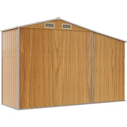 Haveskur i galvaniseret stål - Opbevaring til haven | Størrelse: 277x93x179 cm | Farve: Brun