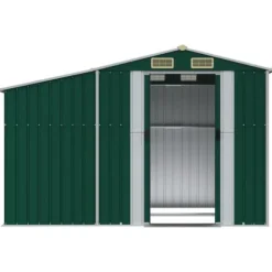 Haveskur i galvaniseret stål - Multifunktionelt opbevaringsskur | Farve: Grøn | Størrelse: 277x192,5x179 cm