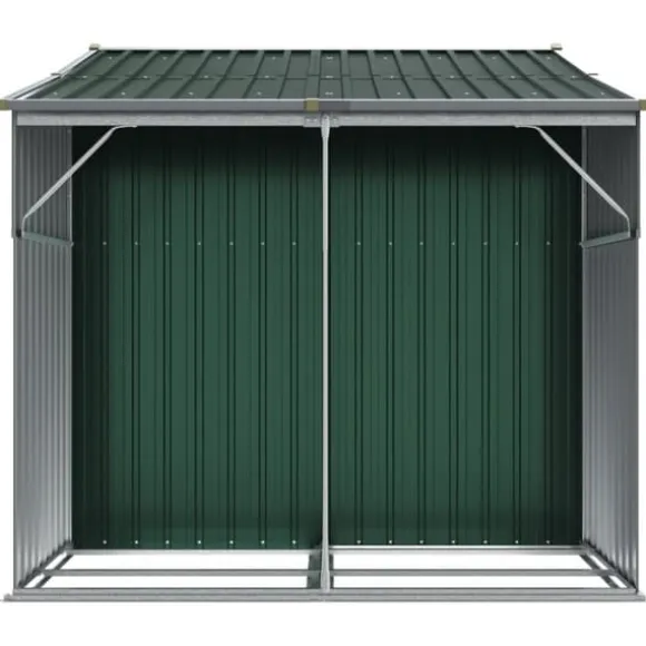 Haveskur i galvaniseret stål - Multifunktionelt opbevaringsskur | Farve: Grøn | Størrelse: 277x192,5x179 cm
