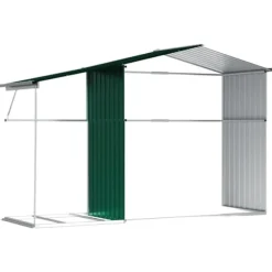 Haveskur i galvaniseret stål - Multifunktionelt opbevaringsskur | Farve: Grøn | Størrelse: 277x192,5x179 cm
