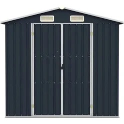 Haveskur i galvaniseret stål - Holdbart opbevaringshus | Farve: Antracitgrå | Størrelse: 205x129x183 cm