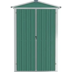 Haveskur i galvaniseret stål - Opbevaringshus | Farve: Grøn | Størrelse: 116x45x175 cm