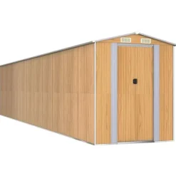 Haveskur i galvaniseret stål - Udendørs opbevaring | Farve: Lysebrun | Størrelse: 192x938x223 cm
