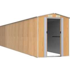 Haveskur i galvaniseret stål - Udendørs opbevaring | Farve: Lysebrun | Størrelse: 192x938x223 cm