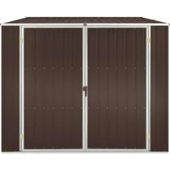 Haveskur i galvaniseret stål - Robust opbevaring til haven | Størrelse: 195x198x159 cm | Farve: Brun