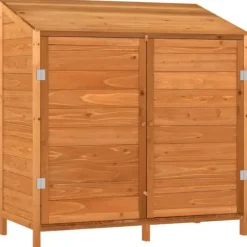 Haveskur i massivt fyrretræ - Opbevaringsskur til haven | Farve: Brun | Størrelse: 102x52x112 cm