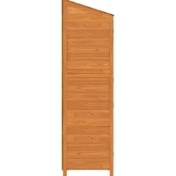 Haveskur i massivt grantræ - Opbevaringsskur til haveredskaber | Farve: Brun | Størrelse: 55x52x174,5 cm