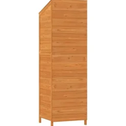Haveskur i massivt grantræ - Opbevaringsskur til haveredskaber | Farve: Brun | Størrelse: 55x52x174,5 cm