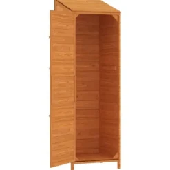 Haveskur i massivt grantræ - Opbevaringsskur til haveredskaber | Farve: Brun | Størrelse: 55x52x174,5 cm