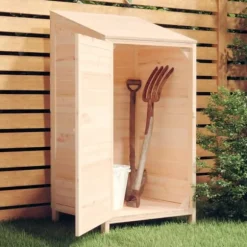 Haveskur i massivt grantræ - Robust opbevaring til haven | Størrelse: 55x52x112 cm