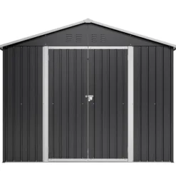 Haveskur i metal 240×192,3×191 cm med skydedør og 4 ventilationsåbninger, aflåseligt haveskur