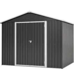 Haveskur i metal 240×192,3×191 cm med skydedør og 4 ventilationsåbninger, aflåseligt haveskur