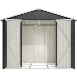Haveskur i metal 240×192,3×191 cm med skydedør og 4 ventilationsåbninger, aflåseligt haveskur