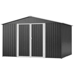 Haveskur i metal 300×252×191 cm, XXXL med sadeltag – haveopbevaring/opbevaring, antracit