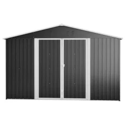 Haveskur i metal 300×252×191 cm, XXXL med sadeltag – haveopbevaring/opbevaring, antracit