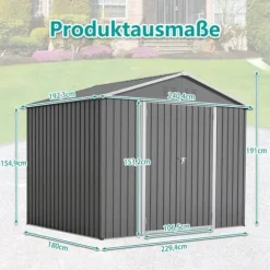 Haveskur i metal 8×6 fod med foldedør, antracitgrå – til opbevaring af haveredskaber og værktøj