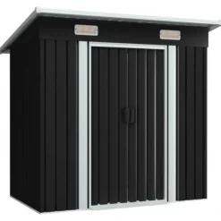 Haveskur i stål - Galvaniseret lagerskur med ventilationsåbninger | Farve: Antracitgrå