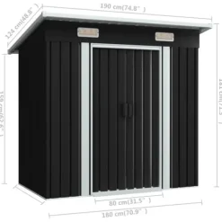 Haveskur i stål - Galvaniseret lagerskur med ventilationsåbninger | Farve: Antracitgrå