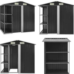 Haveskur med reol 205x130x183 cm jern antracitgrå - Haveskur - Haveskure - Home & Living