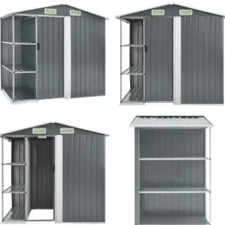 Haveskur med reol 205x130x183 cm jern grå - Haveskur - Haveskure - Home & Living