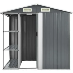 Haveskur med reol 205x130x183 cm jern grå - Haveskur - Haveskure - Home & Living