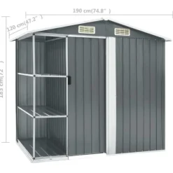 Haveskur med reol 205x130x183 cm jern grå - Haveskur - Haveskure - Home & Living