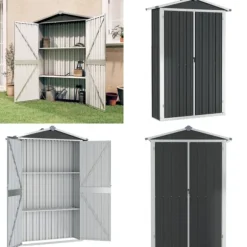 Haveskur 116x45x175 cm galvaniseret stål antracitgrå - Haveskur - Haveskure - Home & Living