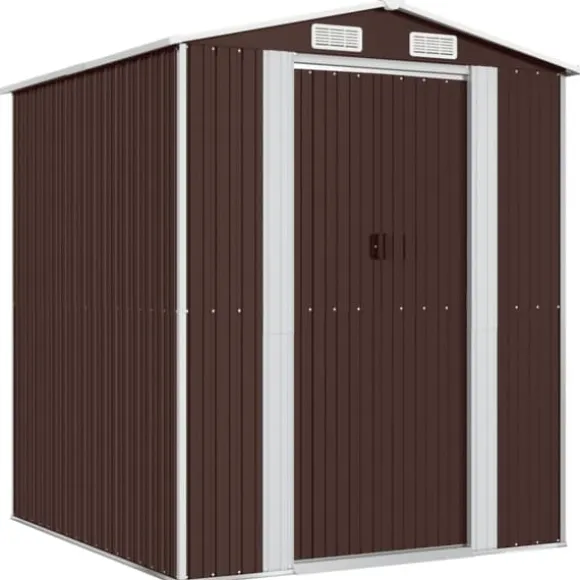 Haveskur 192x191x223 cm galvaniseret stål mørkebrun - Haveskur - Haveskure - Home & Living