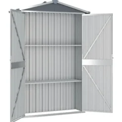 Haveskur 116x45x175 cm galvaniseret stål grå - Haveskur - Haveskure - Home & Living