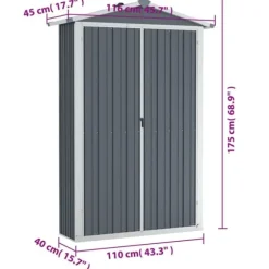Haveskur 116x45x175 cm galvaniseret stål grå - Haveskur - Haveskure - Home & Living