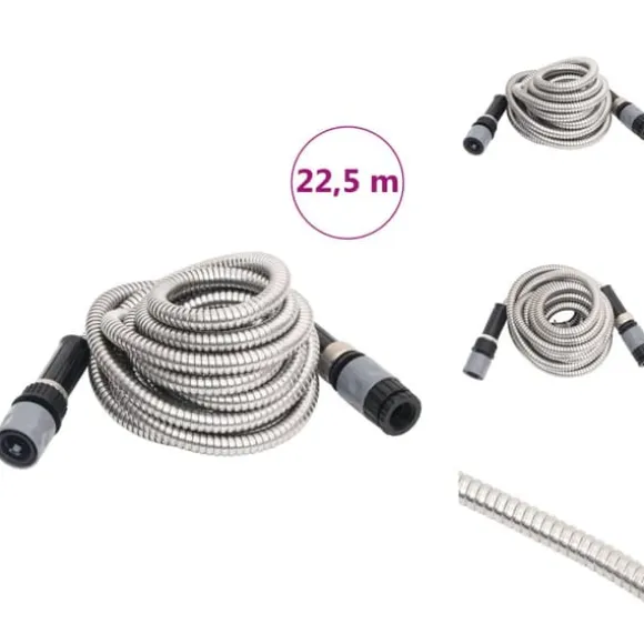 Haveslanger - Living haveslange med sprøjtedyse 0,6" 22,5 m rustfrit stål sølvfarvet