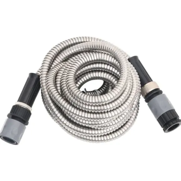 Haveslanger - Living haveslange med sprøjtedyse 0,6" 22,5 m rustfrit stål sølvfarvet