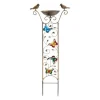 Havespalier/klatrestativ med fuglebad - Sommerfuglemønster - Metal, vandtæt - Højde 100 cm - Jordspyd 17 cm - Fuglebad dybde 5 cm - Hvid