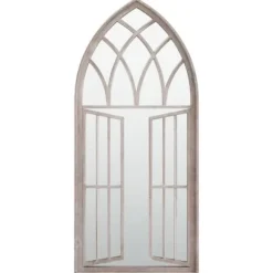 Havespejl i jern med rusteffekt - Dekorativt udendørs | Størrelse: 100x45 cm | Farve: Sand