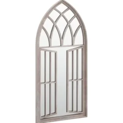 Havespejl i jern med rusteffekt - Dekorativt udendørs | Størrelse: 100x45 cm | Farve: Sand
