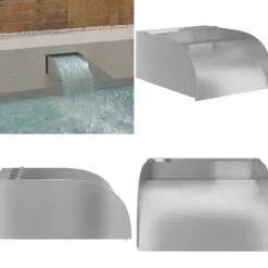 Havespringvand med LED-lys 30x34x14 cm rustfrit stål 304 - Vandfald - Vandfald Med LED-lys - Home & Living