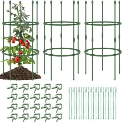Havestativ, 3-pak Havestativ 40"/60" Høje Plantestøttestativer med Klemmer og Bånd-S, 20x40"/20x60", Grøn