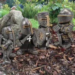 Havestatue Ridder Dværgvagt Rustning Miniature Ridderskulptur til Haveindretning