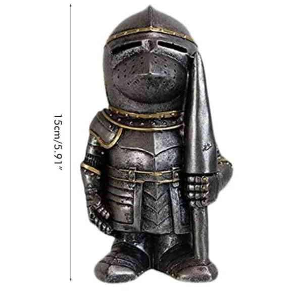 Havestatue Ridder Dværgvagt Rustning Miniature Ridderskulptur til Haveindretning
