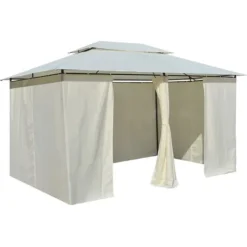 Havetelt med gardiner 4x3 m hvid - Havepavillon - Havepavilloner - Home & Living